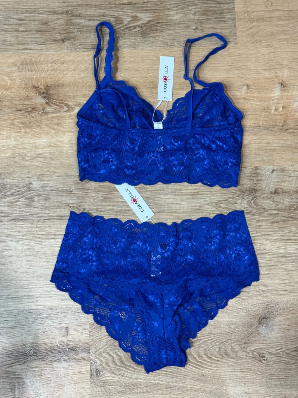Cosabella Electric Blue Lace Bralette and Hipster Set